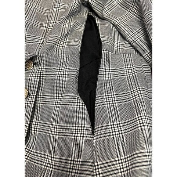 Zara Plaid Blazer Mini Dress Women's Size XS Jeweled Buttons L/S Faux Wrap Style - Picture 11 of 16